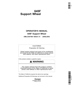 John Deere 645F Support Wheel Operator's Manual (OMLCA97494)