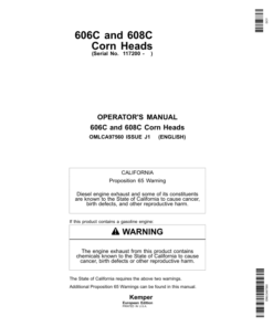 John Deere 600C Series Corn Head & StalkMaster Operator's Manual (OMLCA97560)