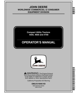 John Deere 4500, 4600, 4700 Compact Utility Tractors Operator's Manual (OMLVU10940)