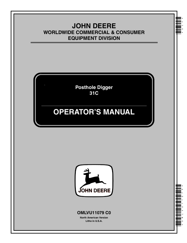 John Deere 31C Posthole Digger (010001-) Operator's Manual (OMLVU11079)