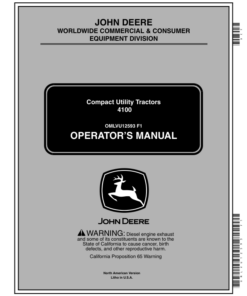 John Deere 4100 Compact Utility Tractors (110001-) Gear, Hydro & Narrow Operator's Manual (OMLVU12593)