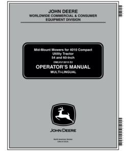 John Deere 54, 60 Inch Mid-Mount Mowers for 4010 CUT Operator's Manual (OMLVU13010)