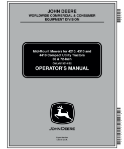 John Deere 60-Inch Mid-Mount Mowers for 4210, 4310, 4410 CUT Operator's Manual (OMLVU13014)