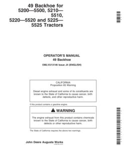 John Deere 49 Backhoe Operator's Manual (OMLVU13146)