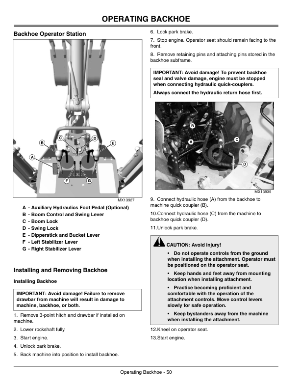 John Deere 110 Tractor Loader Backhoe (110001-) Operator's Manual (OMLVU13606) - Image 2