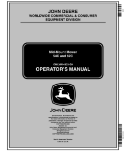 John Deere 54C, 62C Mower Decks for 2210, 2305 Tractors (010001-) Operator's Manual (OMLVU14333)