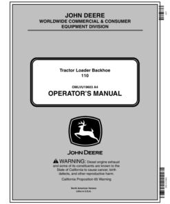John Deere 110TLB Tractor Loader Backhoe Operator's Manuals (OMLVU19603)