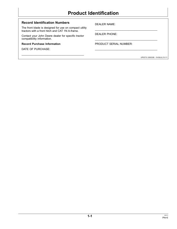 John Deere 366 Front BladeExport Edition Operator's Manual (OMLVU30609) - Image 2