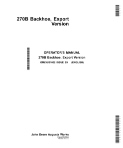 John Deere 270B Backhoe Operator's Manual (OMLVU31002)