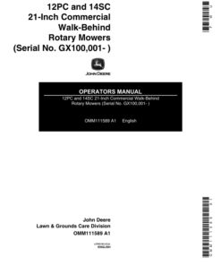 John Deere 12PC, 14SC, Commercial Rotary Mowers (100001-) Operator's Manual (OMM111589)