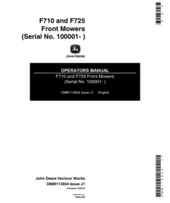 John Deere F710 & F725 Front Mowers (European Edition) Operator's Manual (OMM113934)