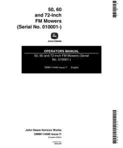 John Deere 50, 60, 72-Inch Front Mount Mowers (010001-) Operator's Manual (OMM114490)