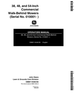 John Deere 38, 48, 54-In. Commercial Walk-Behind Mowers (010001-) Operator's Manual (OMM114548)