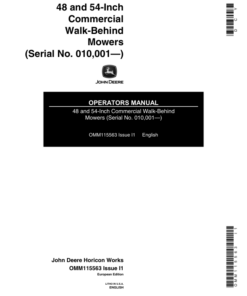 John Deere 48, 54-In. Walk-Behind Commercial Rotary Mower Operator's Manual (OMM115563)