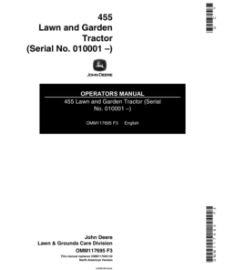 John Deere 455 Lawn & Garden Tractor Operator's Manual (OMM117695)