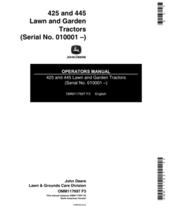 John Deere 425, 445 Lawn & Garden Tractor Operator's Manual (OMM117697)