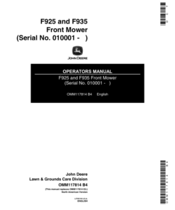 John Deere F925, F935 Front Mower (010001-) Operator's Manual (OMM117814)