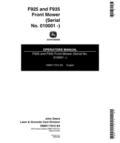 John Deere F925, F935 Front Mower (010001-) Operator's Manual (OMM117815)