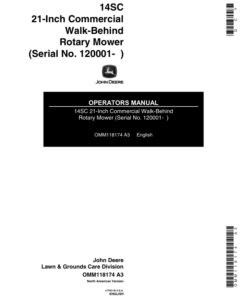 John Deere 14SC 21-Inch Commercial Walk-Behind Rotary Mower (120001-) Operator's Manual (OMM118174)