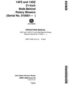 John Deere 14PZ, 14SZ Rotary Mowers (010001-) Operator's Manual (OMM118286)