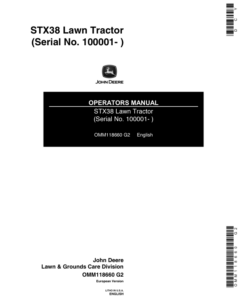 John Deere STX38 Lawn Tractor(100001-) Operator's Manual (OMM118660)