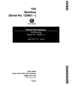 John Deere 10A Backhoe Operator's Manual (OMM118747)