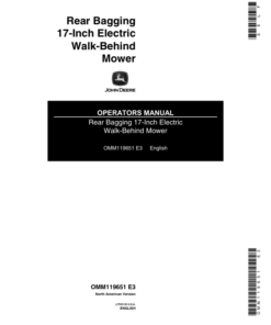 John Deere 17-Inch Rechargeable Walk-Behind Mower Operator's Manual (OMM119651)
