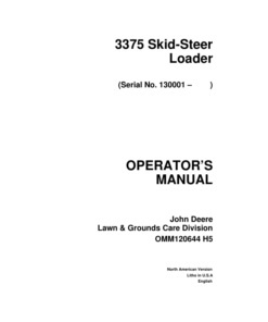 John Deere 3375 Skid Steers Operator's Manuals (OMM120644)