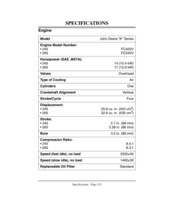 Alternative view of John Deere 245 & 265 Lawn & Garden Tractors Operator's Manual (OMM120667)
