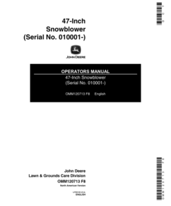 John Deere 47-Inch Snowblower (010001) Operator's Manual (OMM120713)