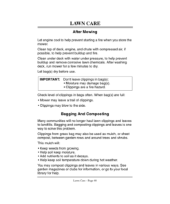 Alternative view of John Deere STX38, STX46 Lawn Tractor (210001-) Black Mower Deck Operator's Manual (OMM121093)