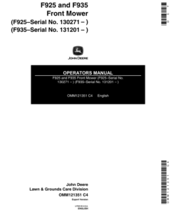 John Deere F925 (130271-), F935 (131201-) Front Mower Operator's Manual (OMM121351)