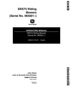 John Deere SRX75 Riding Mower (065001-) Operator's Manual (OMM121378)