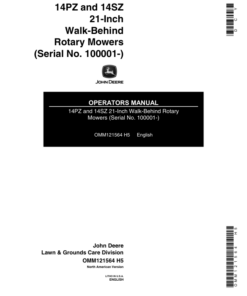 John Deere 14PZ, 14SZ Rotary Mowers (100001-) Operator's Manual (OMM121564)