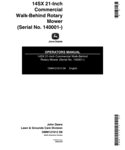 John Deere 14SX Rotary Mowers (140001-) Operator's Manual (OMM121613)