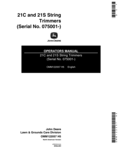 John Deere 21C, 21S Cutter Trimmers (Subs with OMM122063) Operator's Manual (OMM122057)