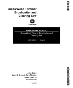 John Deere Grass/Weed Trimmer, Brush Cutter, Clearing Saw - Safety Manual Operator's Manual (OMM122063)