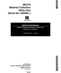 John Deere MC519 Material Collection Utility Cart Operator's Manual (OMM122166)