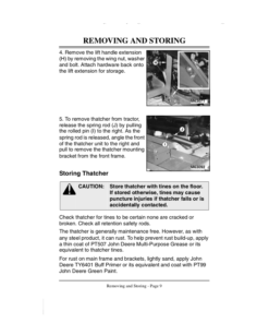 Alternative view of John Deere Thatcher for 240, 245, 260, 265, 285, 320, 325, 345 Lawn & Garden Tractors Operator's Manual (OMM122247)