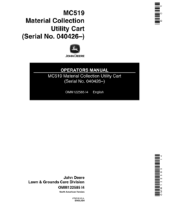 John Deere MC519 Material Collection Utility Cart (040426-) Operator's Manual (OMM122585)