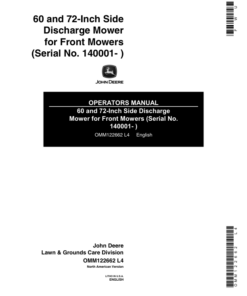 John Deere 60, 72-Inch Side Discharge Mower for Front Mowers (140001-) Operator's Manual (OMM122662)