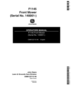 John Deere F1145 Front Mower (140001-) Operator's Manual (OMM122715)