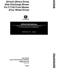 John Deere 60-Inch Direct-Drive Side-Discharge Mower for F1145 Front Mowers (4WD) Export Edition Operator's Manual (OMM123181)