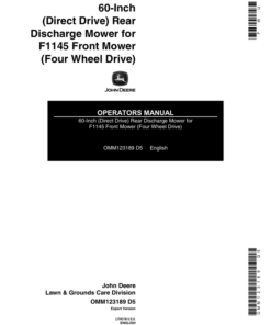 John Deere 60-Inch Direct-Drive Rear-Discharge Mower for F1145 Front Mowers (4WD) Export Edition Operator's Manual (OMM123189)