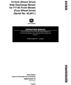 John Deere 72-Inch (Direct Drive) Side Discharge Mower (045001-) Operator's Manual (OMM123202)