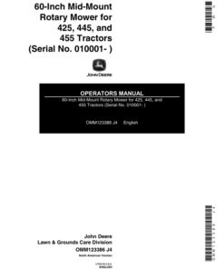 John Deere 60 In. Mid-Mount Mowers Operator's Manual (OMM123386)
