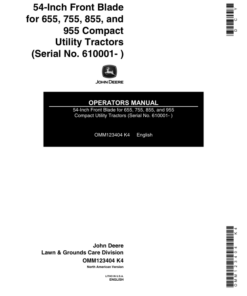 John Deere 54-Inch Front Blade (610001-) Operator's Manual (OMM123404)