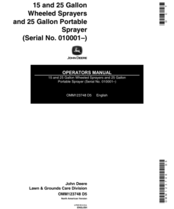 John Deere 15, 25 Gallon Wheeled & Portable Sprayer (010001-) Operator's Manual (OMM123748)