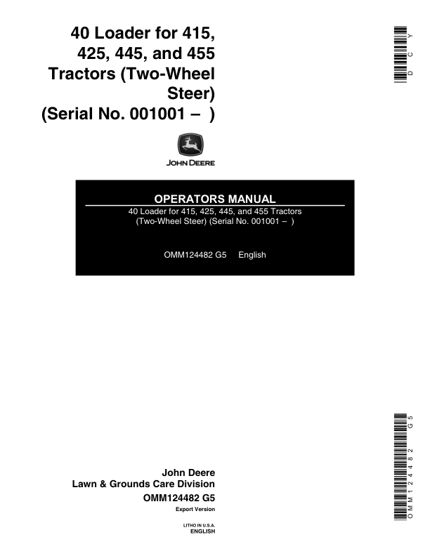 John Deere 40 Loader Operator's Manual (OMM124482)