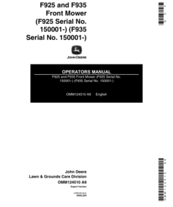 John Deere F925, 935 Front Mower (150001-) Operator's Manual (OMM124510)